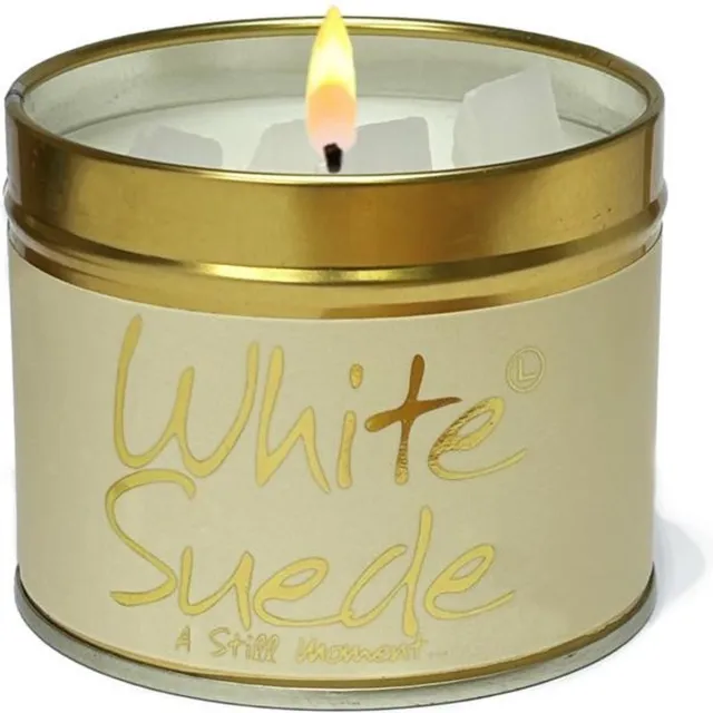 Lily Flame Geurkaars in blikje - White Suede... a still moment - 7,7 cm x 6,6 cm Wit