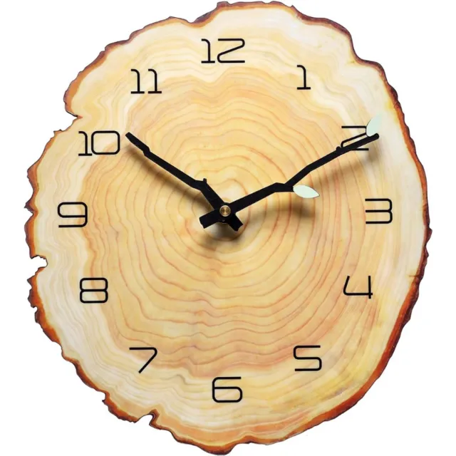 BOG 12-Inch-Jaarring-Wandklok-Houten-Kornu-Klok-Boom-Stille-Klok-Quartz-Batterij-Aangedreven-Arabische-Cijfers-Woonkamer-Kantoor BRUIN