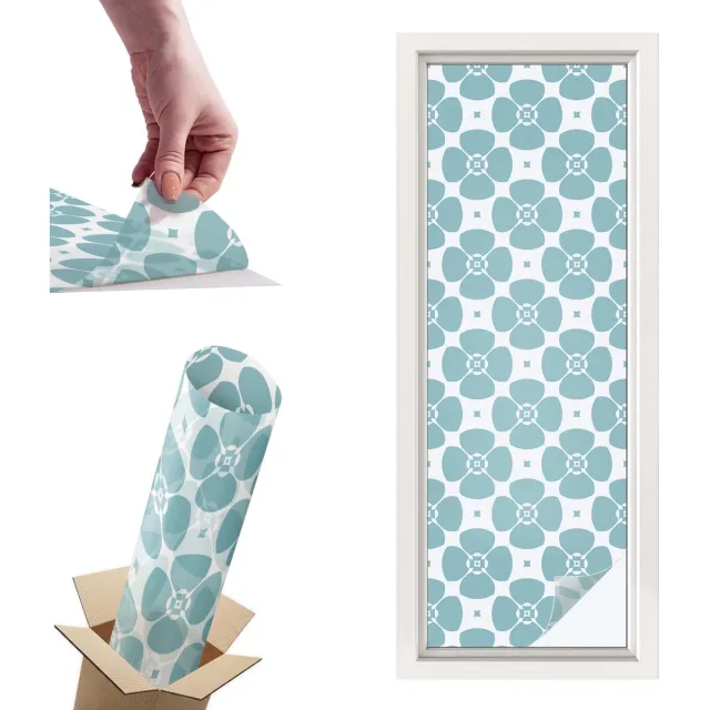 TULUP Raamfolie Anti inkijk - Bloemsymmetrie Privacy Folie Raam - 50x146 cm - Wit Anti inkijk Folie - Raamfolie Tegen inkijk Glas in Lood - Voor de slaapkamer, woonkamer en badkamer. - Raamfolie Zonwering Wit - Bloemsymmetrie