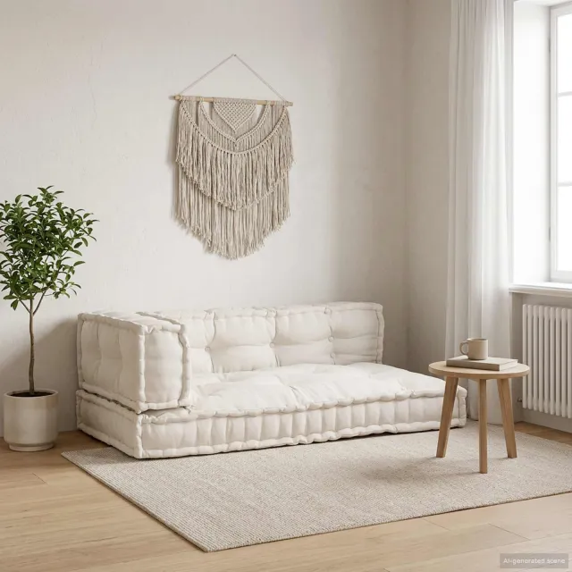 vidaXL Pallet Sofa Kussen 3 st Stof Crèmekleurig 120 x 80 x 34 cm