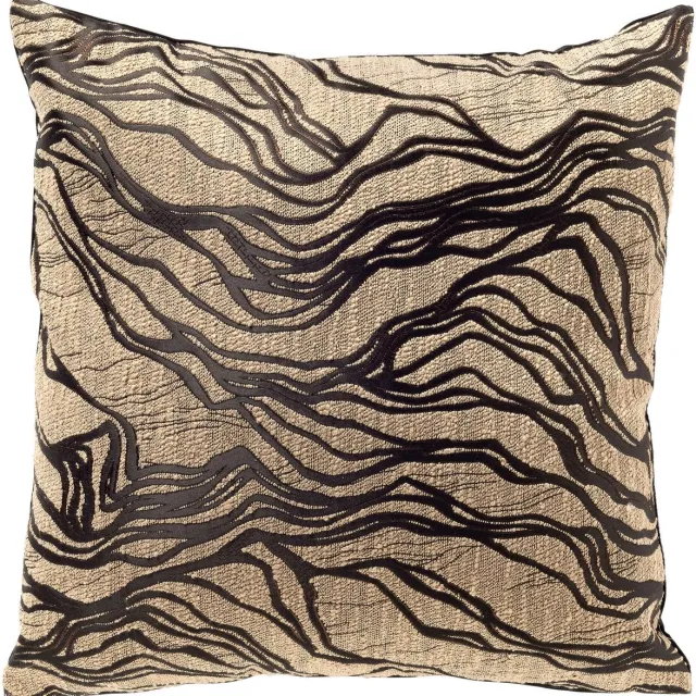 Dutch Decor ARWEN - sierkussen 45x45 cm - organisch motief - Raven - zwart, beige - Inclusief binnenkussen - Luxe kussens voor woonkamer & bank