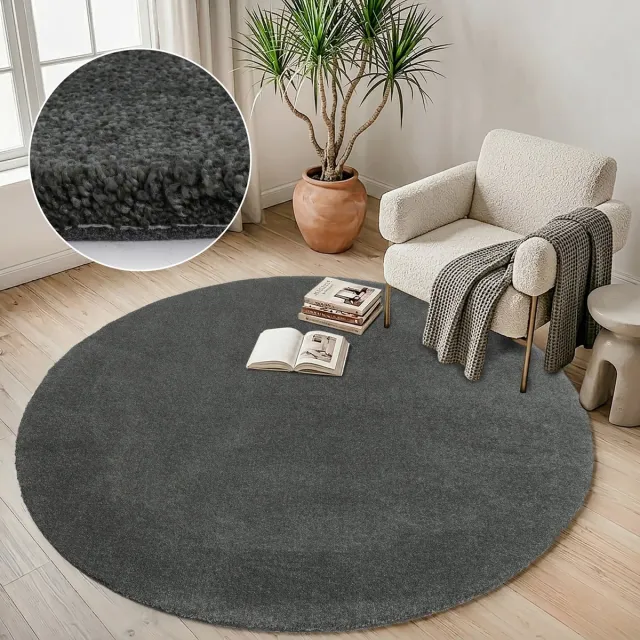 Muratap Comfy Premium - Rond Luxe Effen Vloerkleed Wasbaar Uni Groen- 160 CM Ø