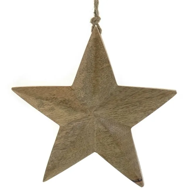 Scheulen kersthanger ster Leonidas natuur 19 cm - hout Naturel