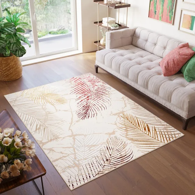 Tapiso Golden Vloerkleed Laagpolig Beige Modern Tapijten Beige 1