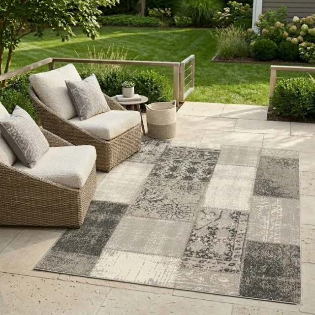 Floordirekt Buitenkleed - Tuintapijt - Vloerkleed - Cotton - Grijs - 120 x 170 cm