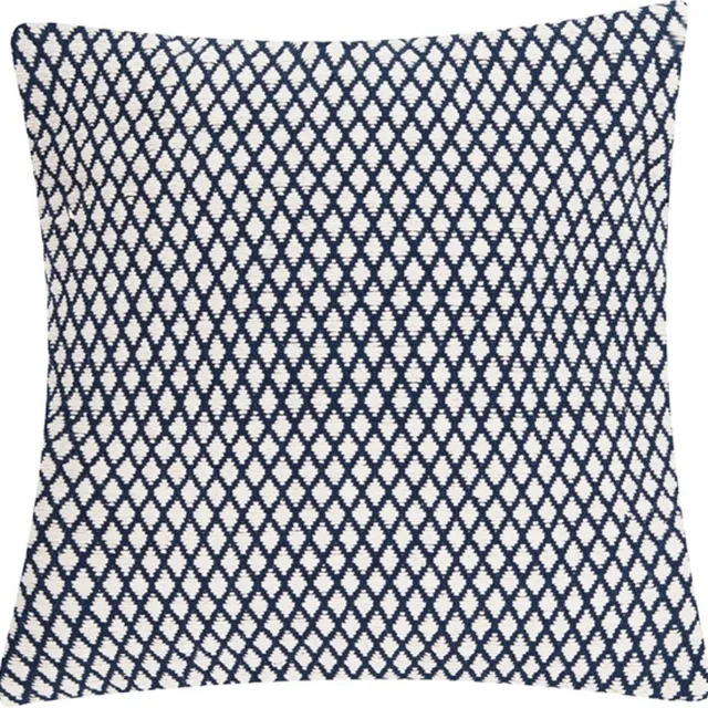 Linen & More Diamond Weave True Kussen | 60 X 60 | Sierkussen Voor Woonkamer Of Slaapkamer Blauw