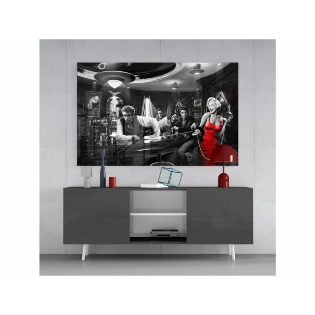Insigne Art Glazen Schilderijen - Bekende persoon - Marilyn Monroe Glasschilderij - 140x90 cm Rood