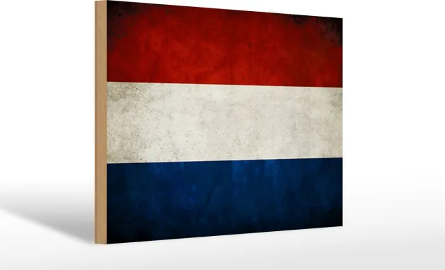 Femer Holzschild Flagge 30x20cm Niederlande Holland Fahne Blauw