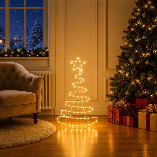 vidaXL Led-kerstboomsilhouet LOVIISA 100 LED's Warmwit 51 x 99 cm
