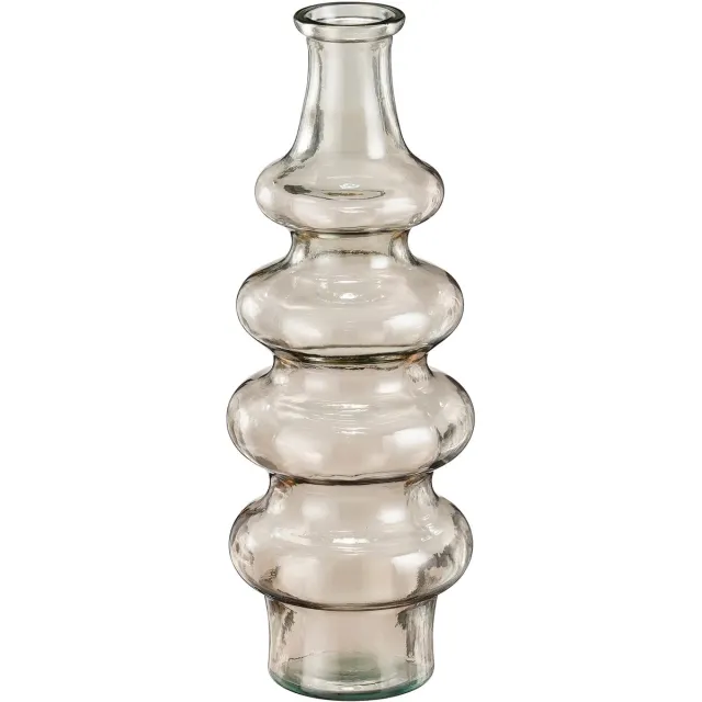 Mica Decorations Bloemenvaas Sira - transparant glas - beige - D14,5 x H40 cm - vaas - sierlijk model Licht beige
