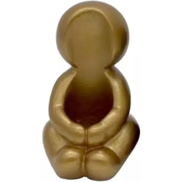 funcadeau Kaarsenhouder poppetje 6x8 cm – kaarsenknuffelaar – gouden kandelaar – grappige kaarsenhouder – decoratie – cadeau