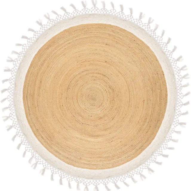 Beliani MARTS - Vloerkleed - Beige/Wit - 200 cm - Jute
