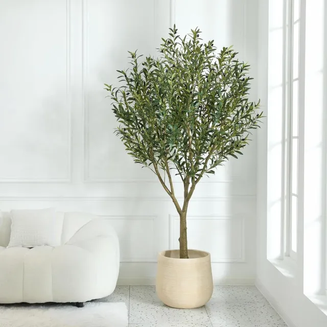 Provento Grote nep olijfboom van 210cm hoog met realistische uitstraling Groen
