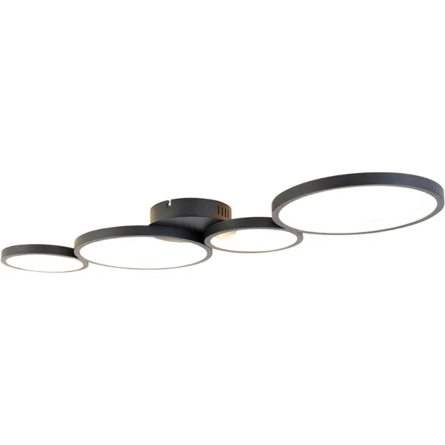 QAZQA lupolo - Moderne Dimbare LED Plafondlamp met Dimmer - 4 lichts - L 100 cm - Zwart - Woonkamer | Slaapkamer | Keuken Zwart LED