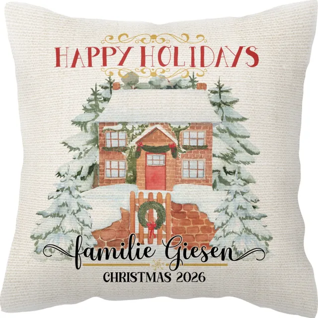 SoloFiesta Kerst kussenhoes - Familienaam - Alleen hoes HOUSE