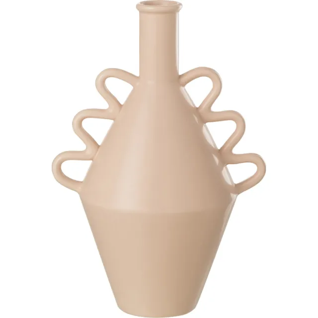 J-Line vaas Golvend Handvat Dolomiet - keramiek - roze - large - 32 cm hoog