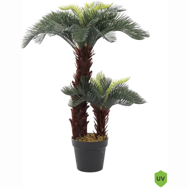Kunstpalm Kunst Cycaspalm Lombok – 90 cm – Kunst Vredespalm – In Pot – Premium Binnenplant Donkergroen