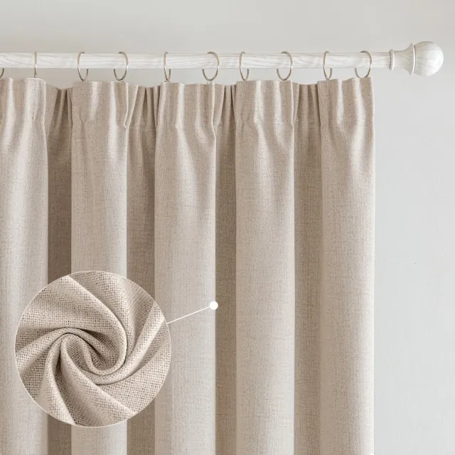 Miulee Verduisteringsgordijnen - Hoogwaardige imitatielinnen - Set van 2 - 140 cm breed - 225 cm lang Beige
