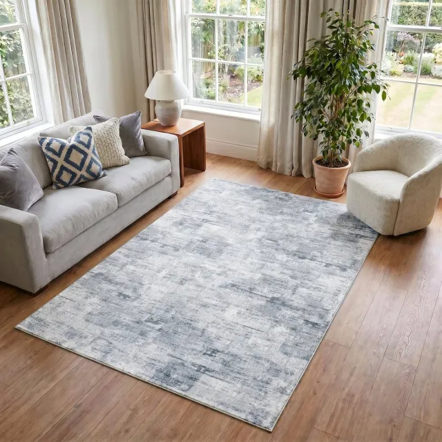 Tapiso Bari Vloerkleed Abstract Verweerd Patroon Antislip Tapijt Woonkamer Slaapkamer Grijs Blauw Modern Design Oeko-Tex 200x300