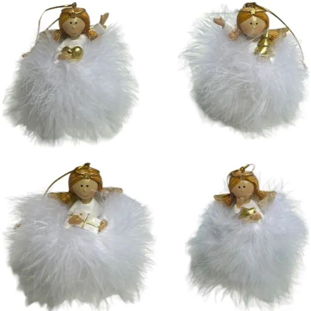Home Society Ornament - Angel - Suzy - LED verlichting - Wit/Goud - 4 stuks wit met goud suzy