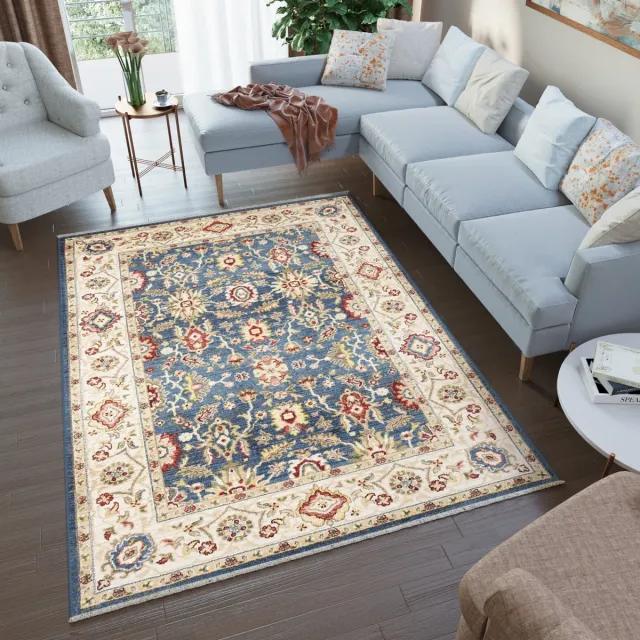 Tapiso Rivoli Vloerkleed Vintage Oosters Blauw Tapijt