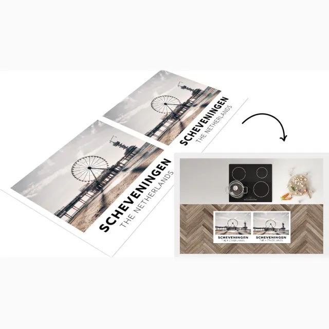 KitchenYeah Keukenloper - Loper keuken - Nederland - Strand - Reuzenrad - Keukenloper vinyl Multicolor