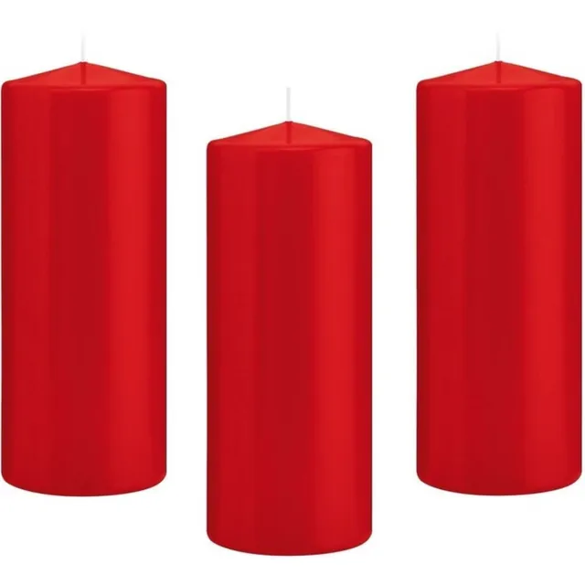 Trend Candles Cilinderkaars/stompkaars - 12x - rood - 8 x 20 cm - 119 branduren - horeca kaarsen