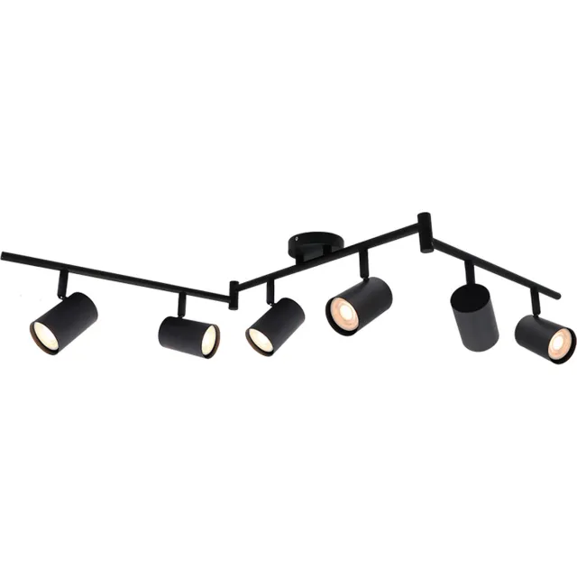 Olucia ELENA - Plafondlamp - Zwart - 6L - Vorm: Rond