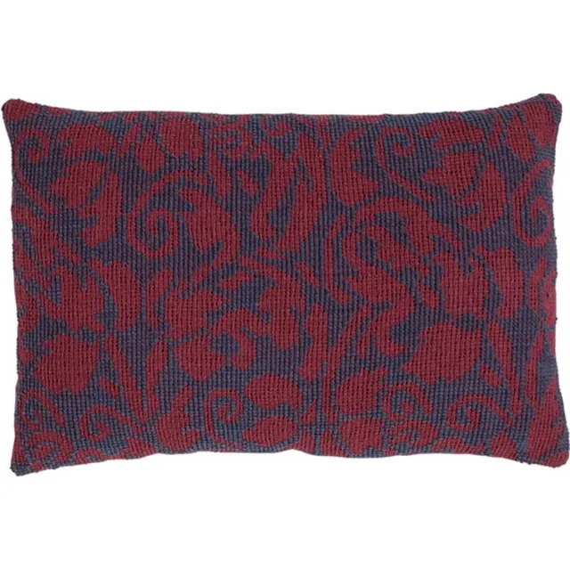Linen & More Flower Jacquard Bordo Kussen | 40 X 60 | Sierkussen Voor Woonkamer Of Slaapkamer Rood