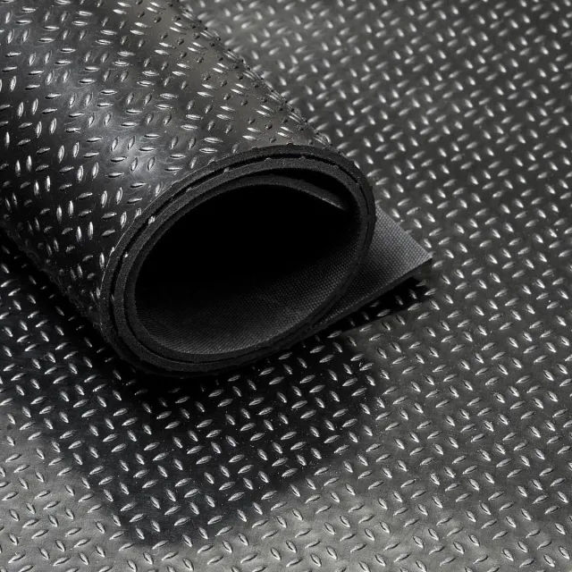 IVOL Rubber loper / rubbermat op rol Mini Diamant 3mm - Breedte 120 cm - per strekkende meter Zwart