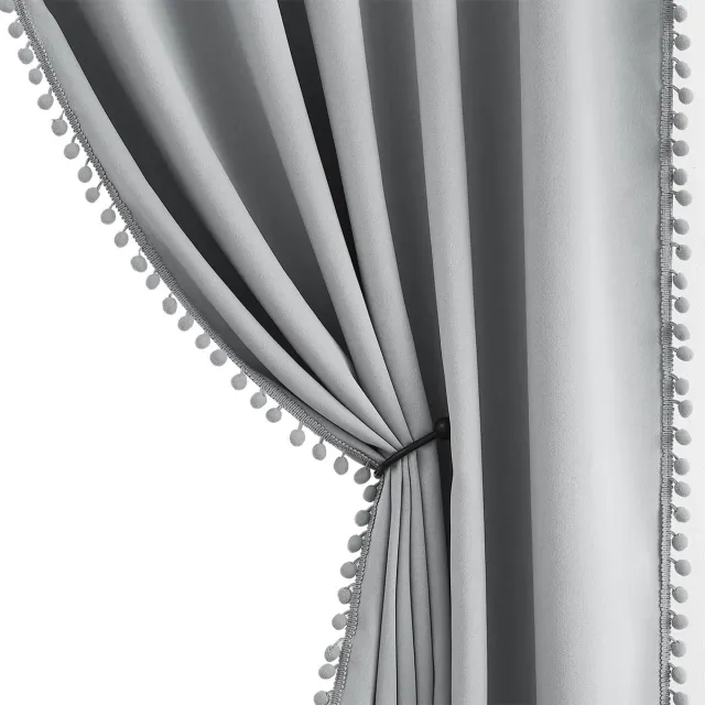 Unyqoos ® Grijze Verduisteringsgordijnen met Pompons voor Slaapkamer en Woonkamer, Warmte-Isolerend en Stijlvol Design grijs