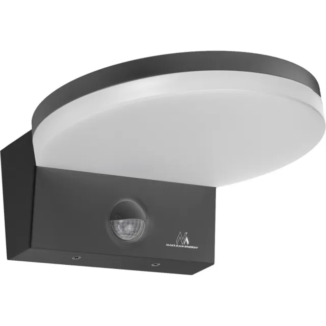 Maclean Wandlamp LED buitenlamp met PIR bewegingsmelder - 15W, IP65, 1560lm, neutraal wit (4000K) - Grijs