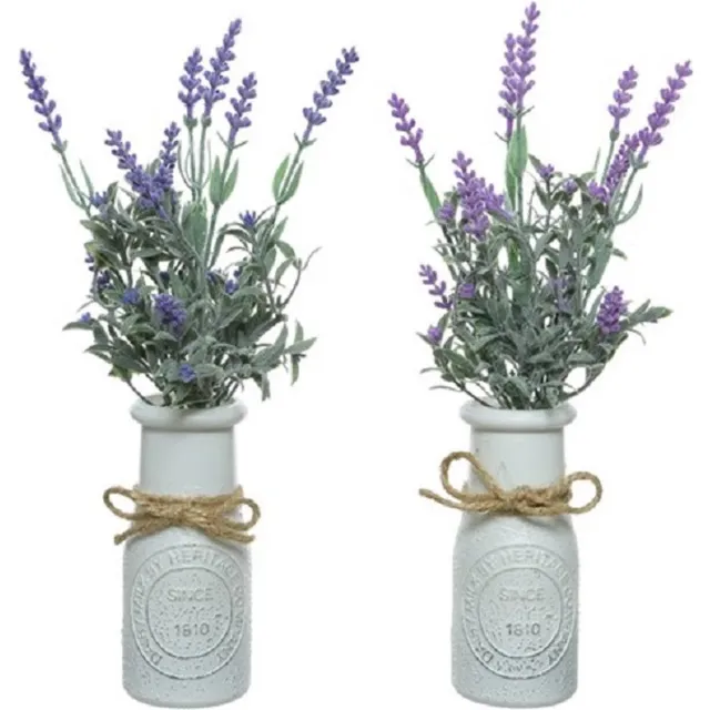 Decoris Kunstplanten Lavendel - in pot - 2x st - paars - 32 cm - Lavendula nepplanten