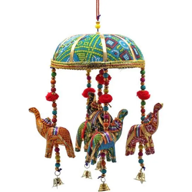 Phoenix Import Mani Bhadra Mobiel – 5 Olifantjes – Decoratief Mobiel Wit