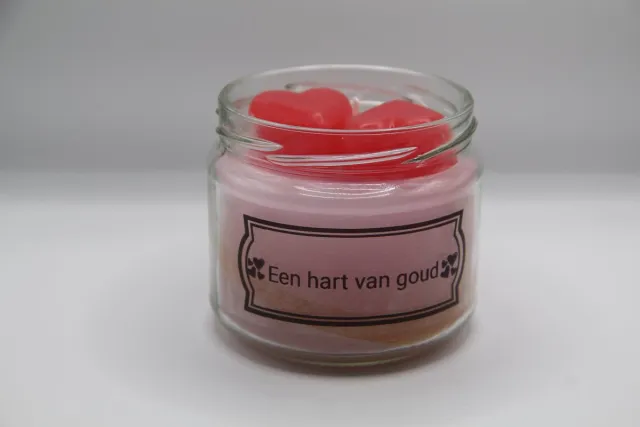Small creations Kaars in pot. Een hart van goud. Love geur Roze