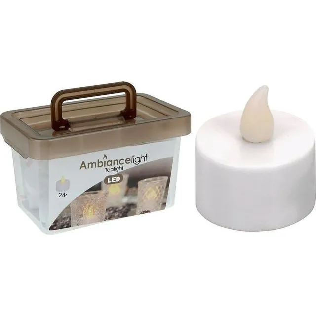 Ambiance light 24 x Theelichten LED inclusief Batterij| Tealight | Theelichtjes | Waxine Lichtjes | Waxinelichten | LED Kaars | Ambiance Kaarsjes |Werkt op Batterij Warm Wit