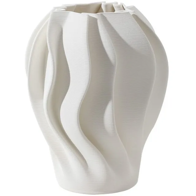 Fugurato Mia Vaas Wit - Keramiek met Golvend 3D-Reliëf - Ø20 x H29 cm