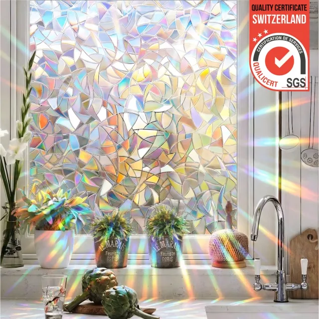 Homewell 3D Regenboog Raamfolie HR++(+) - Anti-Inkijk - Isolerend & Zonwerend - 90x200cm – Statisch - Prisma Scherven Effect