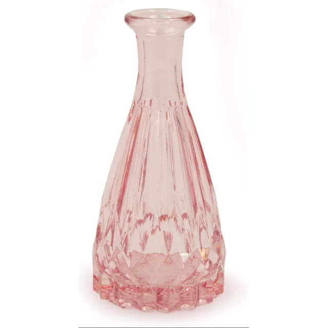 Unyqoos Stijlvolle kleine glazen vaas voor boho en vintage bruiloftdecoratie roze