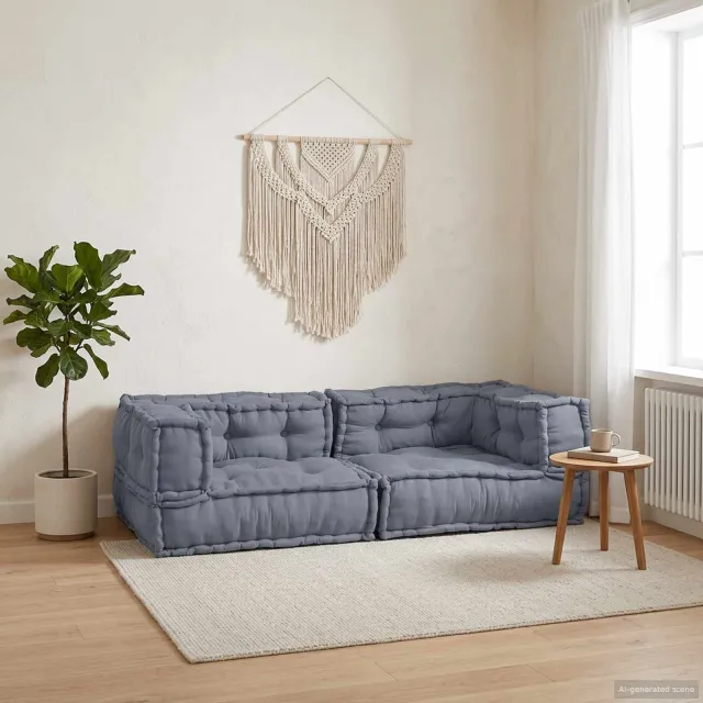 vidaXL Modulair Sofabet 3 st Stof Grijs 140 x 70 x 36 cm