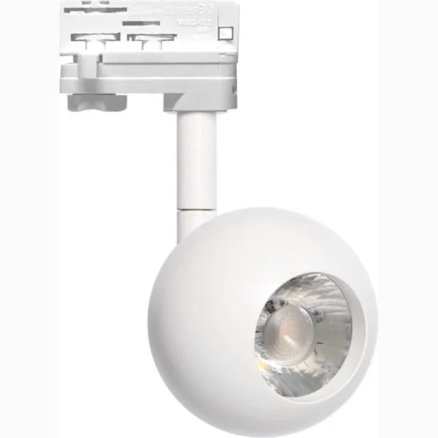 EcoBright LED Railverlichting - Track Spot - 10W - 3 Fase - Rond - Warm Wit 3000K - Mat Wit - Aluminium