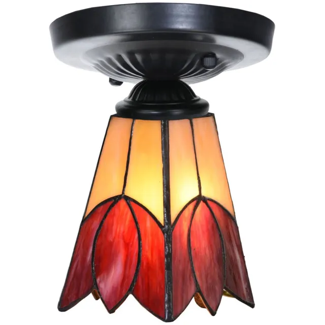Coloured by Art Tiffany plafonnière zwart met Fleur de Vanneau Kievitsbloem - Art Deco Trade Rood