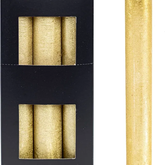 Home Society Xl Dinerkaarsen -Doos 9 stuks- Goud - 3.5 cm dik - 24 branduren