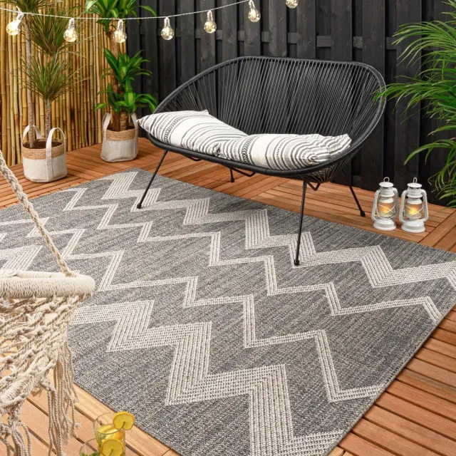 Boho&me Buitenkleed zigzag - Sunny grijs 80x150