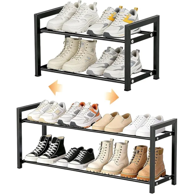Imperatoris Schoenenkastje - Schoenenrek - Verstelbaar van 45 tot 80 cm - Schoenenkast - Schoenenplank - 2 Verstelbare Lagen - Opbergen van Schoenen - 22.5 x 80 x 43 cm - Metaal - zwart