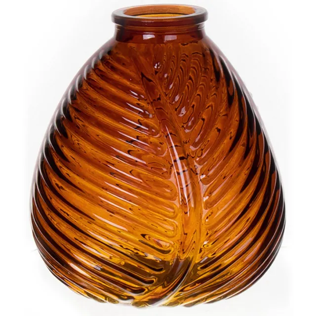 Bellatio Design Bloemenvaas - bruin transparant glas - 14 x 16 cm - vaas