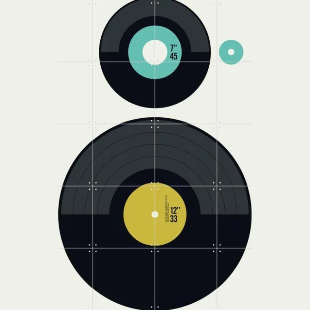 IXXI LP vs EP, Bo Lundberg - 80 x 100 cm - Grote wanddecoratie en posters - Grafisch Ontwerp, Geometrische Kunst, Minimalisme, Illustraties, Digitale Zwart / Koele tinten