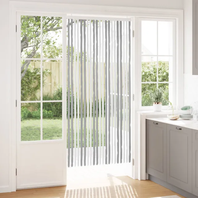 vidaXL Insecten Gordijn Chenille Grijs en Wit 90 x 200 cm 100% PP