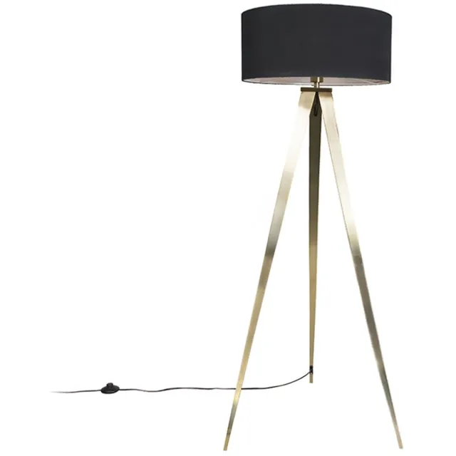 QAZQA ilse - Moderne Tripod | driepoot vloerlamp | Staande Lamp - 1 lichts - H 1440 mm - Zwart - Woonkamer | Slaapkamer | Keuken