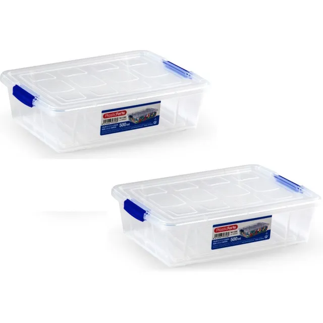 PLASTICFORTE Opbergbox met deksel - 12x - 0,5 liter - transparant - kunststof - opbergkist